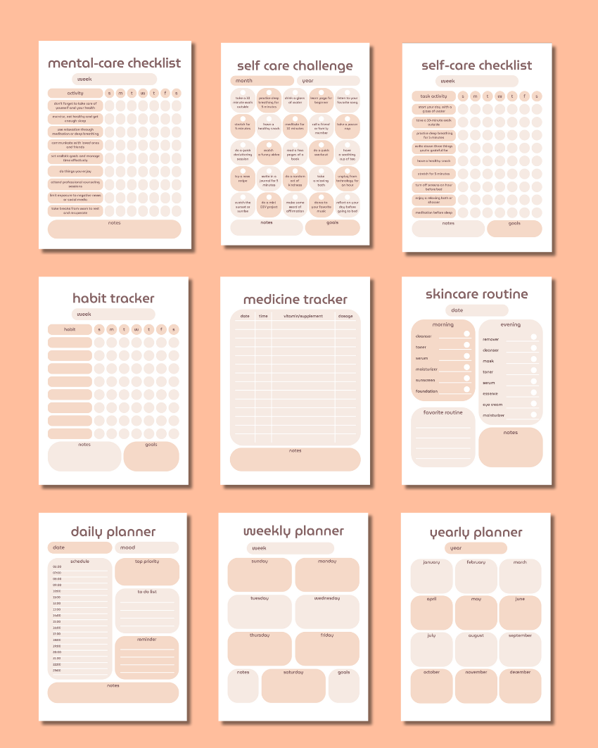 free downloadable self-care checklist