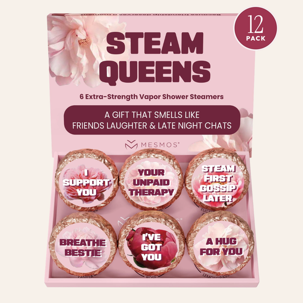 Open box of six Bestie Series shower steamers with a 12 Pack badge. The 12 pack ships as two boxes of 6.