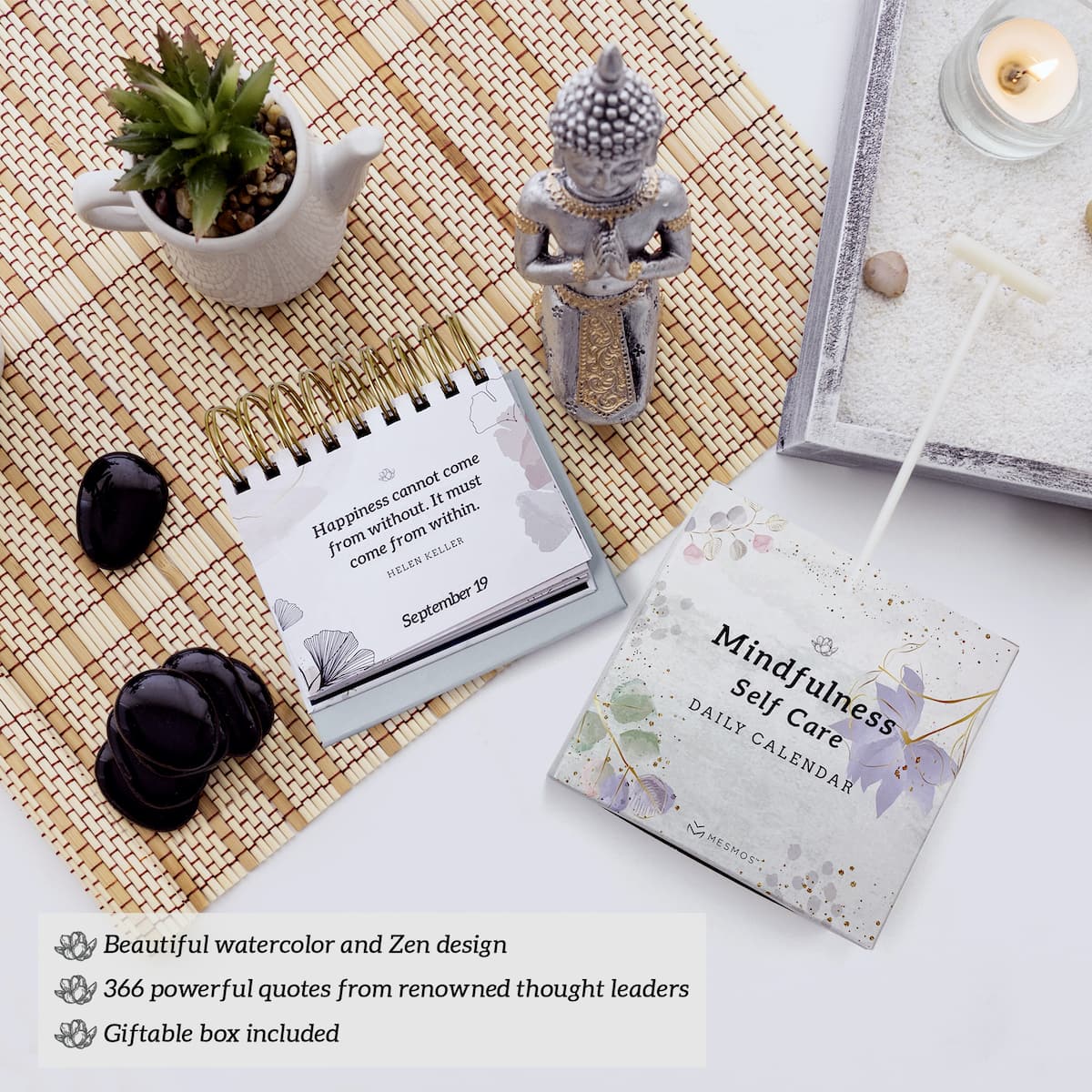 1. features of calendar with buddle and candle