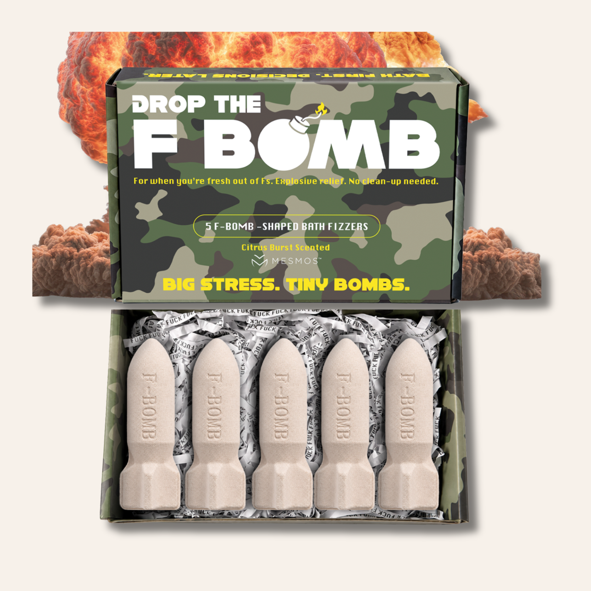 Bath Bombs | Drop The F-Bomb | Stress Relief Bath Fizzer Set (5-Pack)-