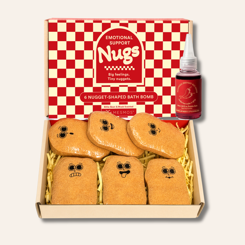 Six-piece bath fizzer set in a gift box, Emotional Support Nugs
