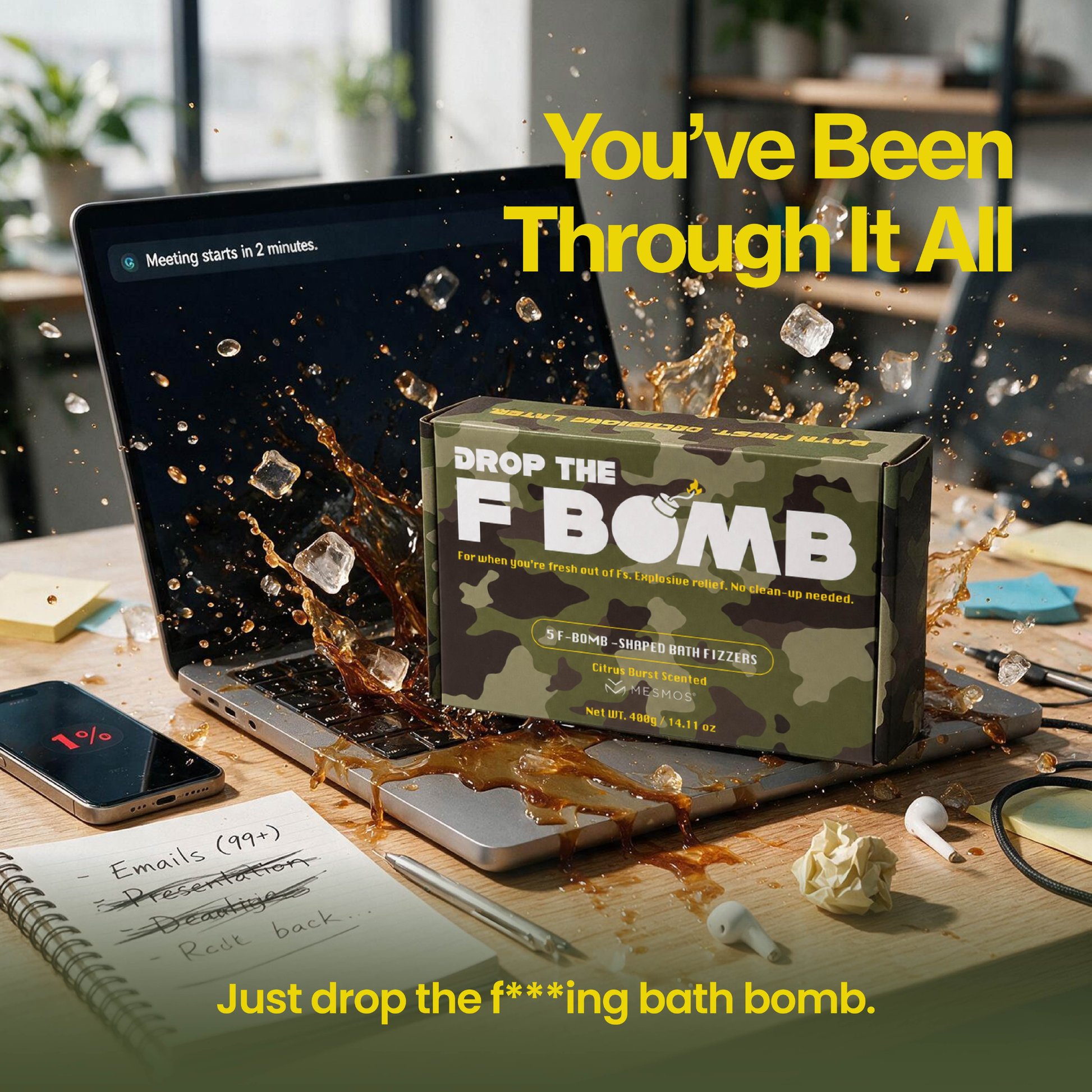 Bath Bombs | Drop The F-Bomb | Stress Relief Bath Fizzer Set (5-Pack)-