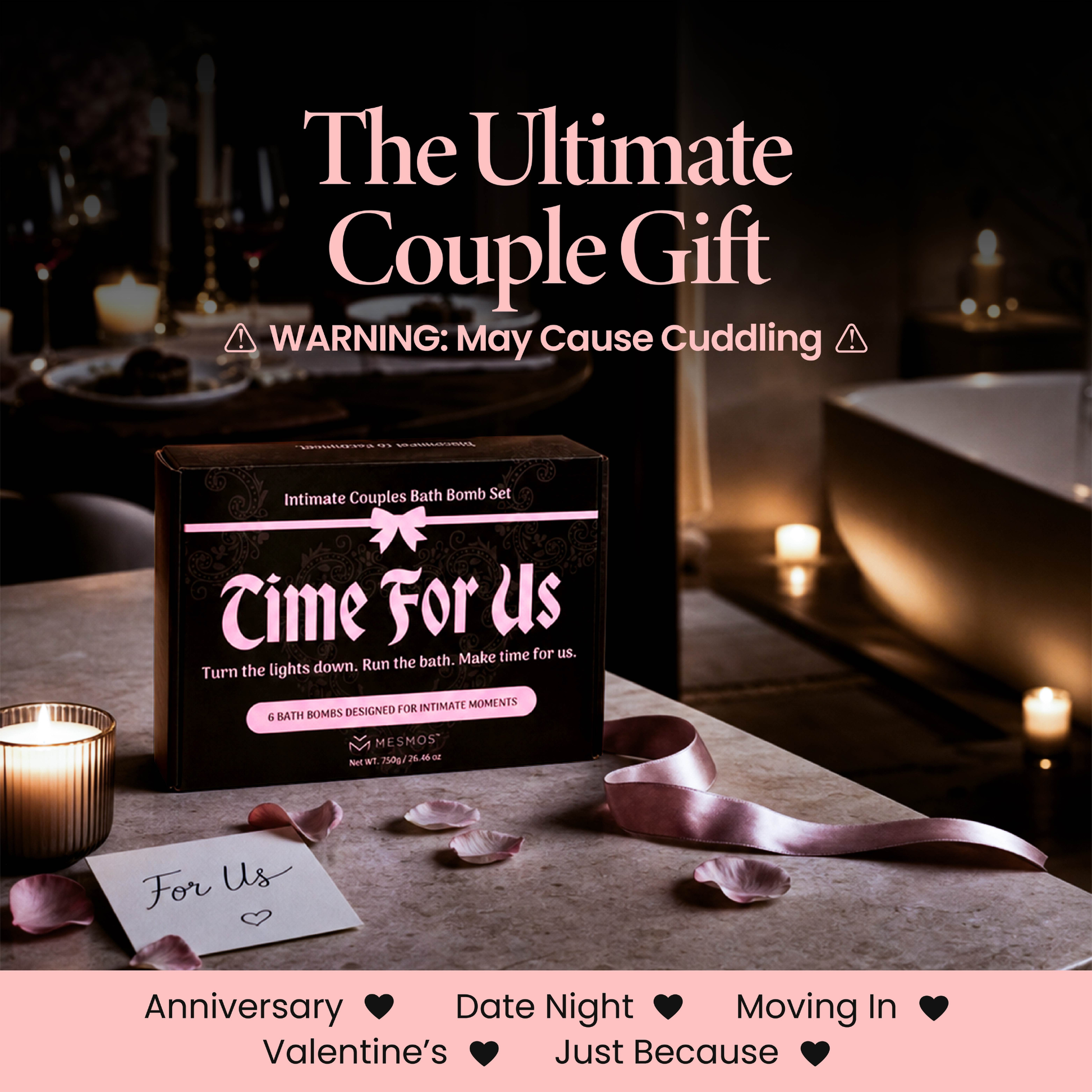 Bath Bombs | Date Night Starts in the Tub | Couples “Time For Us” 6-Piece Set-