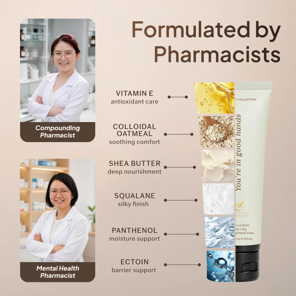 Formulated by two pharmacists with vitamin E, colloidal oatmeal, shea butter, squalane, panthenol and Ectoin
