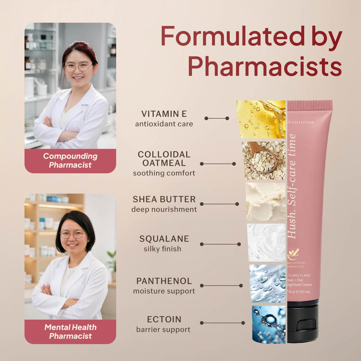 Formulated by two pharmacists with vitamin E, colloidal oatmeal, shea butter, squalane, panthenol and Ectoin-
