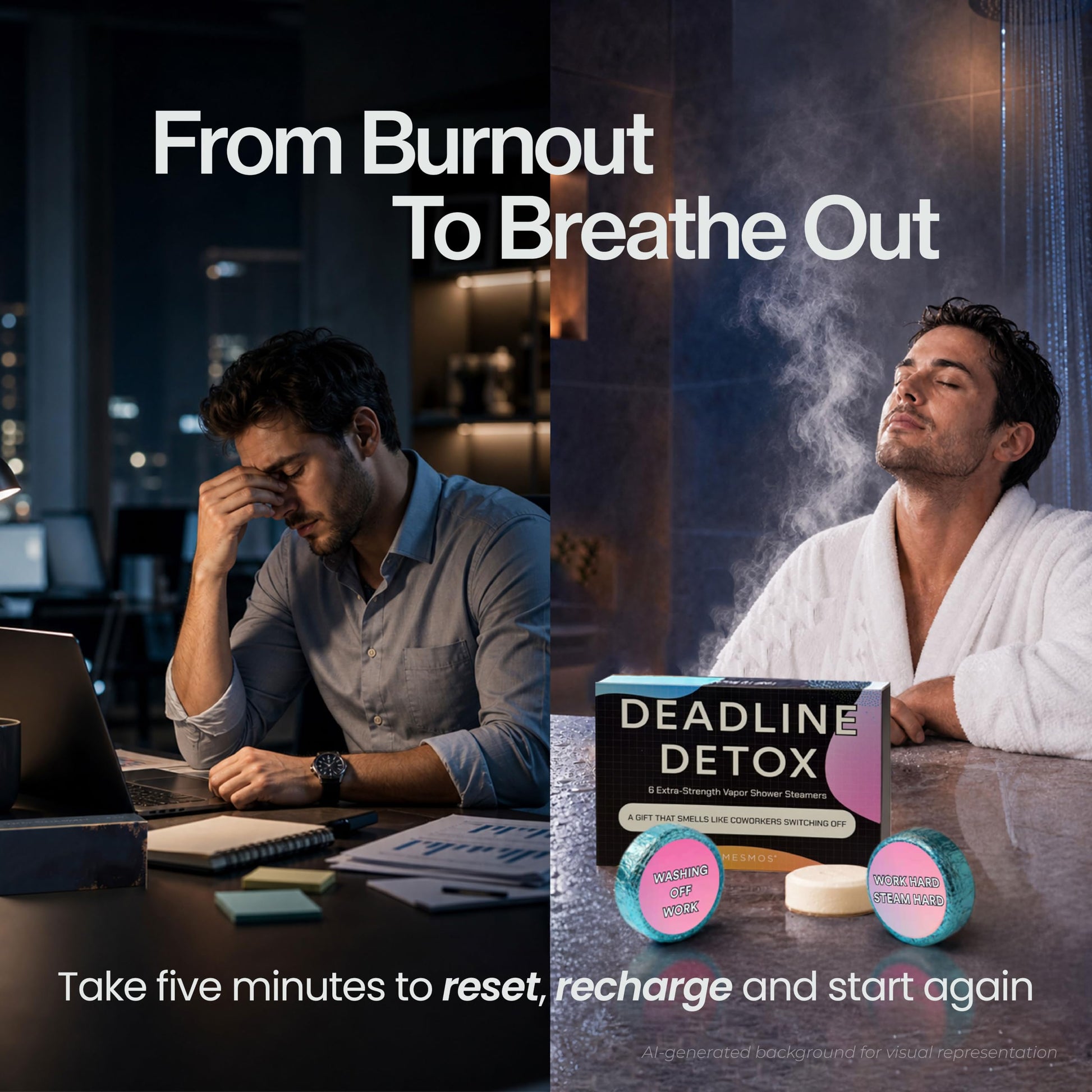 Shower Steamers | Leave Work in the Steam | Coworker Survival 6-Pack-