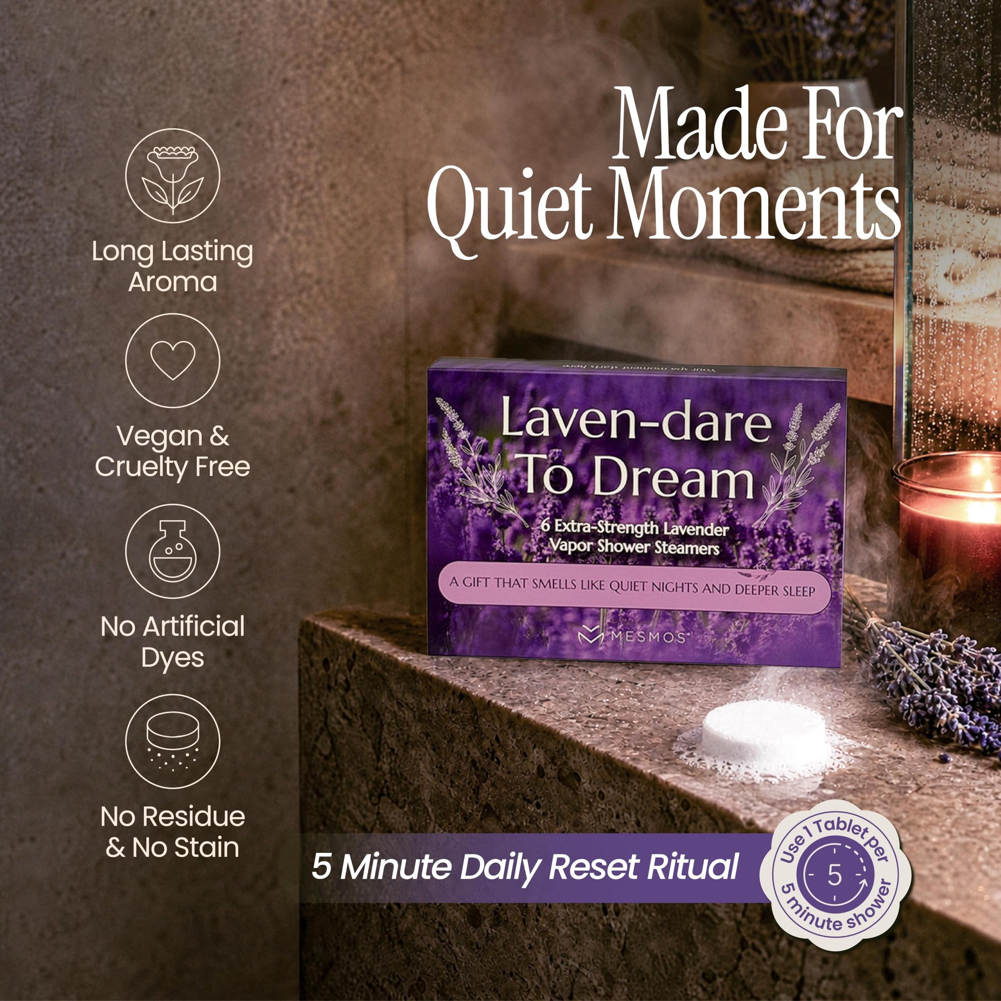 Shower Steamers | Sleep Deeper Tonight | Lavender 6-Pack-