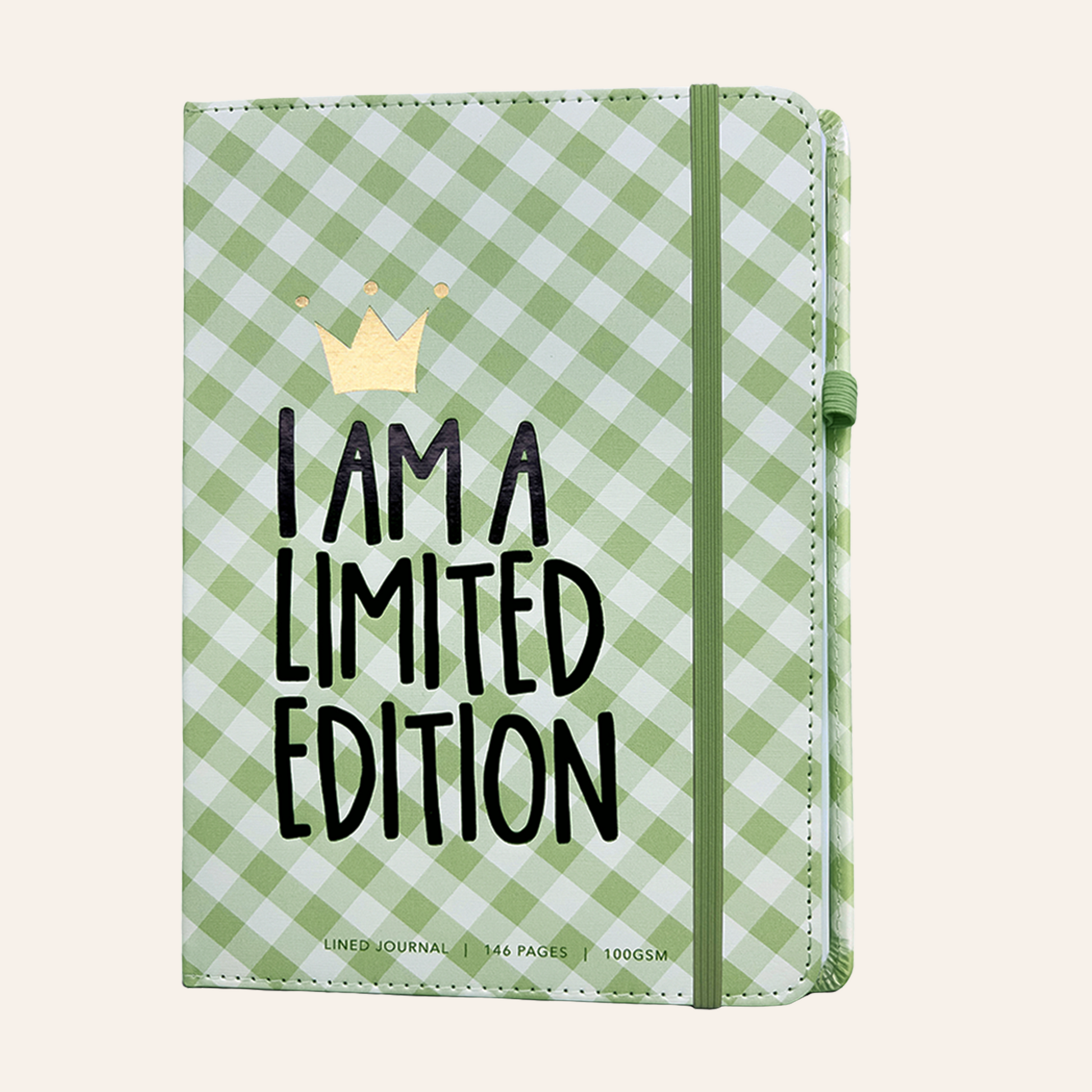 Vegan Leather Journal - Sage Green Gingham