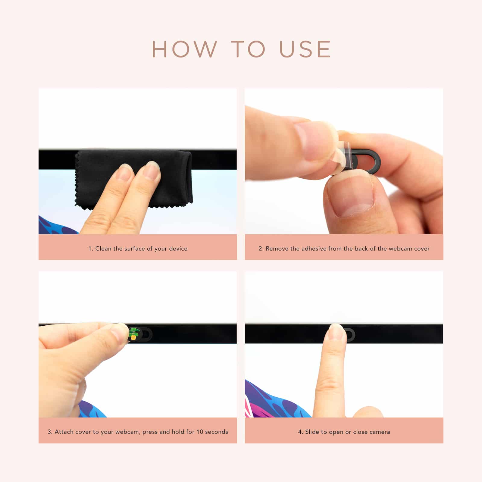 How to install sliding webcam camera cover