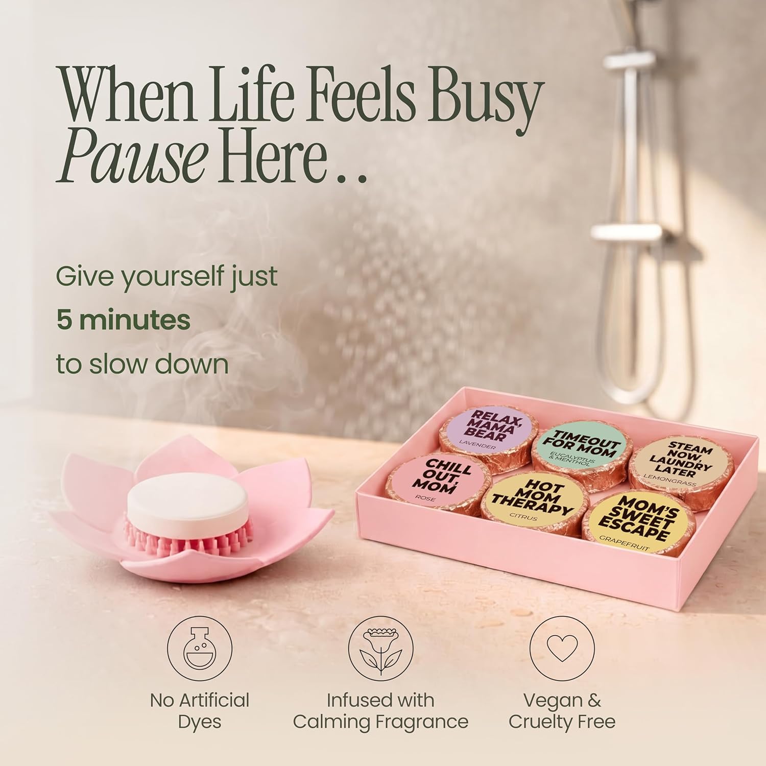 Shower Steamers | Mom’s 5-Minute Reset | Mom Series 6-Pack-