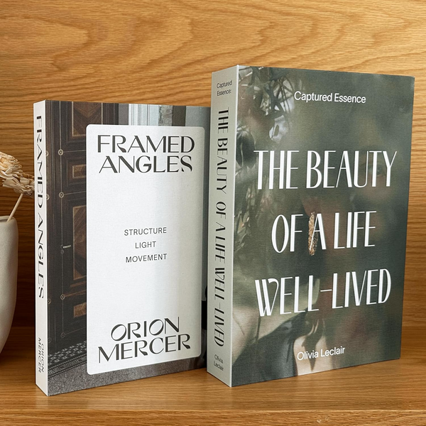 Two decorative storage books, Photography and Lifestyle covers