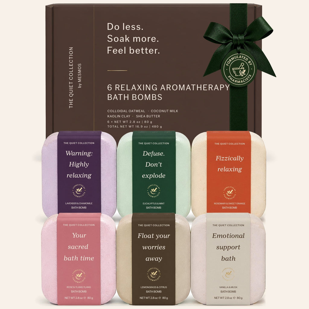 Pharmacist formulated bath bombs for women, 6 large aromatherapy bath bombs in a gift box