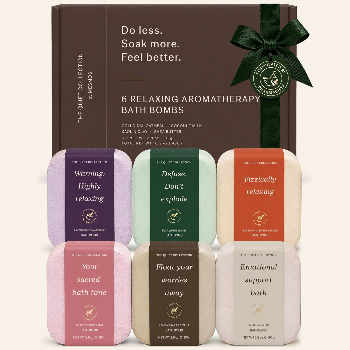 Pharmacist formulated bath bombs for women, 6 large aromatherapy bath bombs in a gift box-