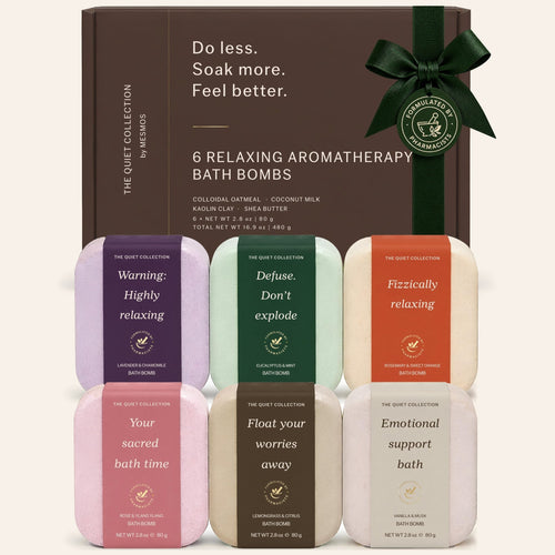Pharmacist formulated bath bombs for women, 6 large aromatherapy bath bombs in a gift box