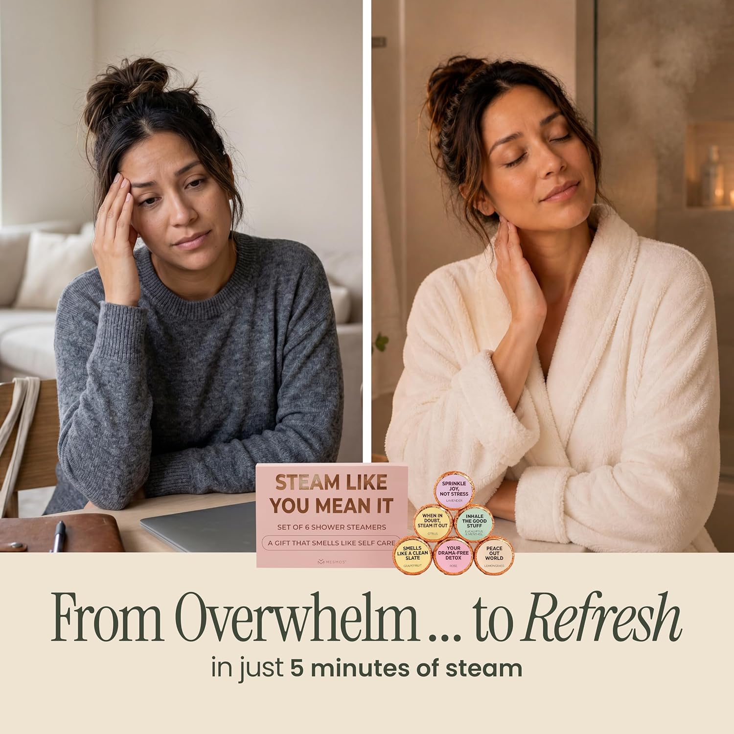 Shower Steamers | 5-Minute Spa Reset | Self-Care Series 6-Pack-