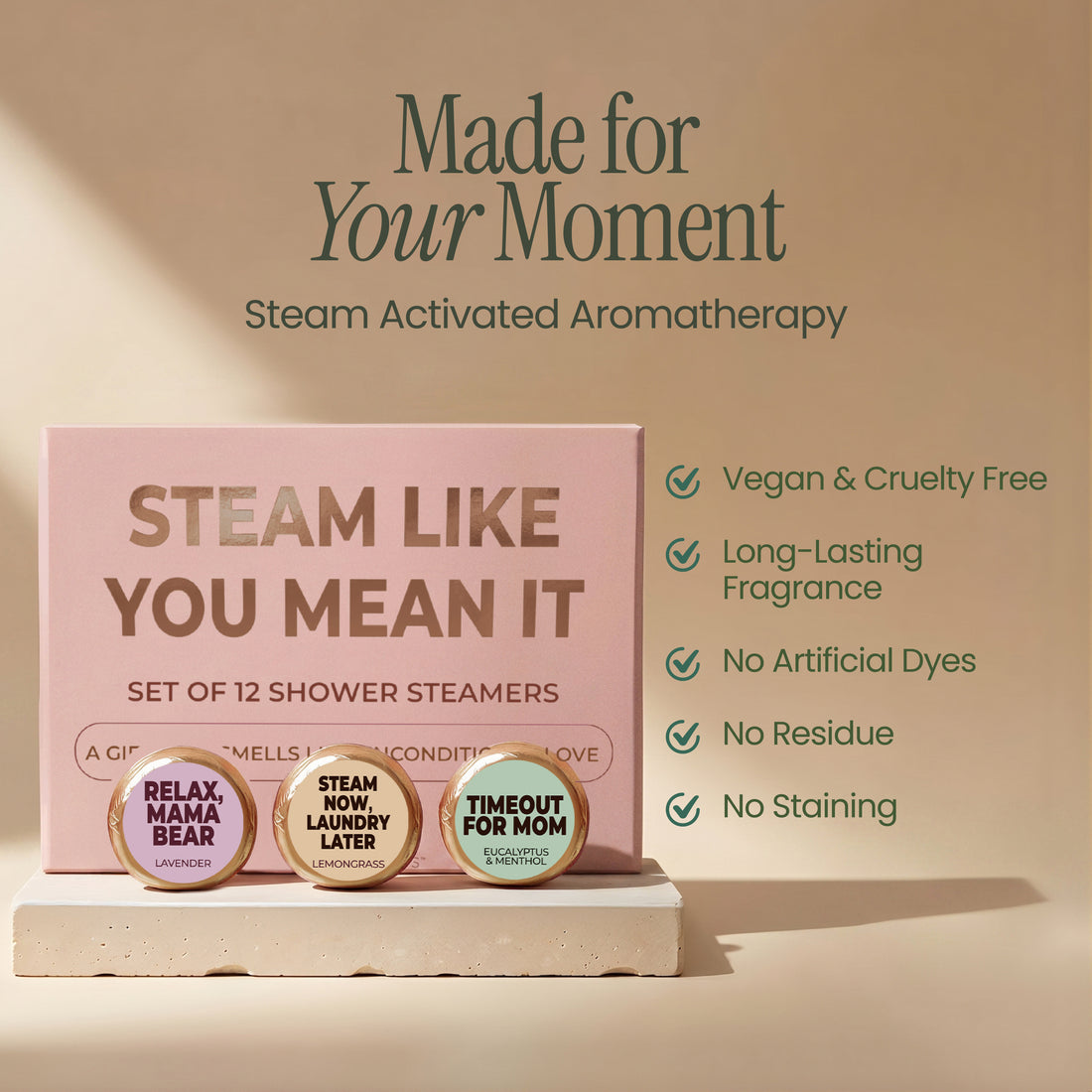 Made for your moment — vegan, cruelty free, no dyes, no residue